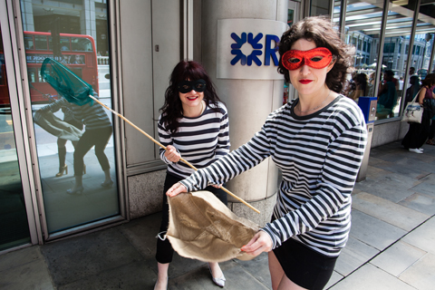 Tinsel & Twinkle about to Kidnap the banker