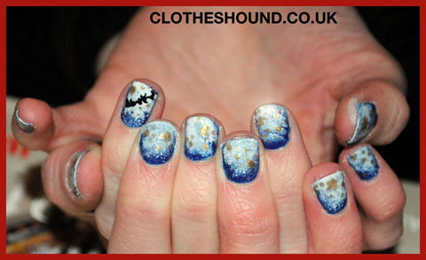 clothes hound nail art christmas snow storm hands