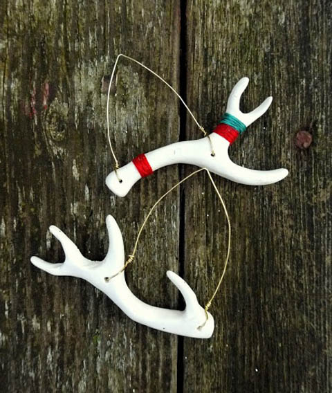 Reindeer antler clay christmas ornaments from thistinder