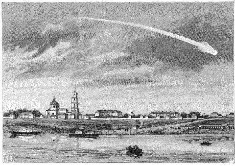 Engraving of the Ochansk meteorite over Perm